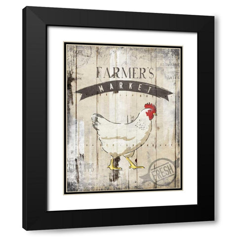 Farmers Market Black Modern Wood Framed Art Print with Double Matting by OnRei