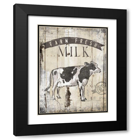 Farm Fresh Milk Black Modern Wood Framed Art Print with Double Matting by OnRei