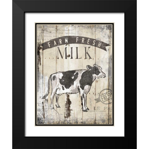 Farm Fresh Milk Black Modern Wood Framed Art Print with Double Matting by OnRei