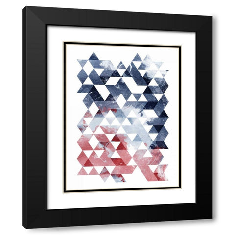 Americana Triangles Black Modern Wood Framed Art Print with Double Matting by OnRei