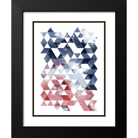 Americana Triangles Black Modern Wood Framed Art Print with Double Matting by OnRei