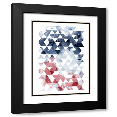 Americana Triangles Too Black Modern Wood Framed Art Print with Double Matting by OnRei