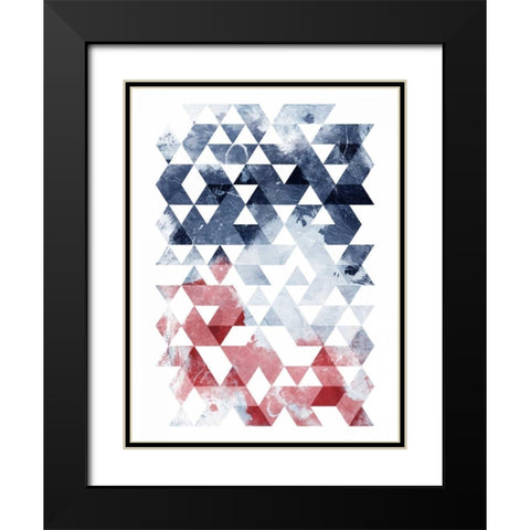 Americana Triangles Too Black Modern Wood Framed Art Print with Double Matting by OnRei