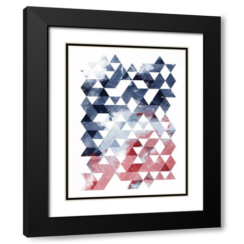 Americana Triangles Third Black Modern Wood Framed Art Print with Double Matting by OnRei