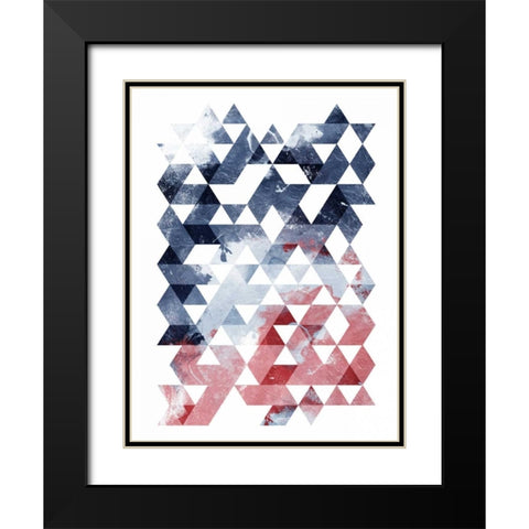 Americana Triangles Third Black Modern Wood Framed Art Print with Double Matting by OnRei