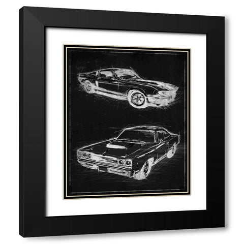 Car Black Print Black Modern Wood Framed Art Print with Double Matting by OnRei