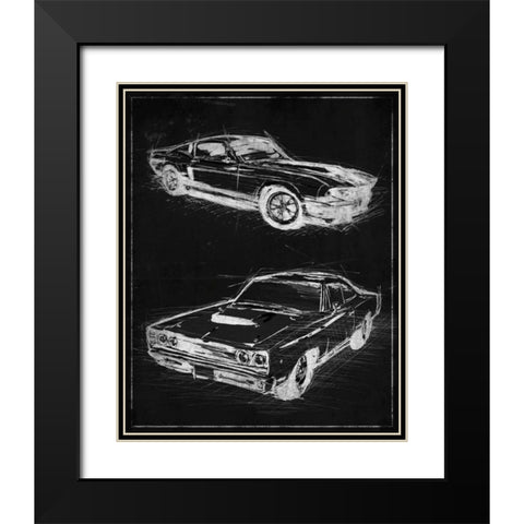 Car Black Print Black Modern Wood Framed Art Print with Double Matting by OnRei