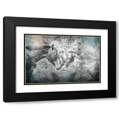 Love Horses Black Modern Wood Framed Art Print with Double Matting by OnRei