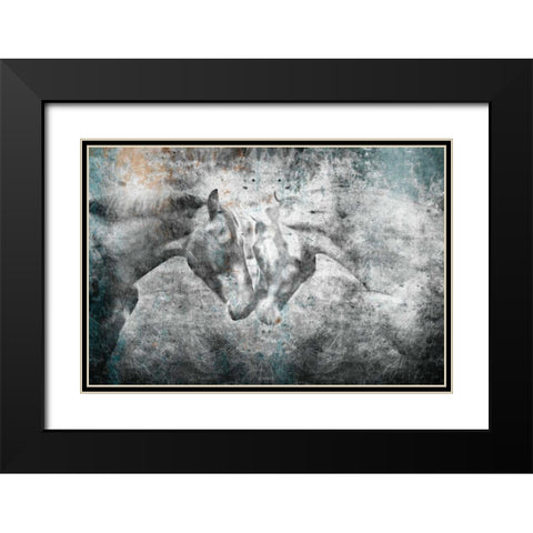 Love Horses Black Modern Wood Framed Art Print with Double Matting by OnRei