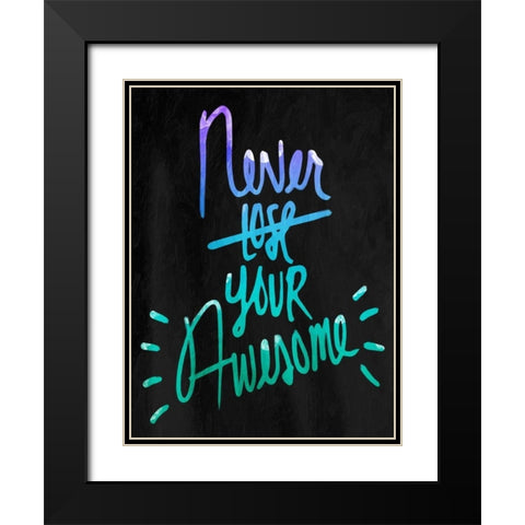 Awesome Blues Black Modern Wood Framed Art Print with Double Matting by OnRei