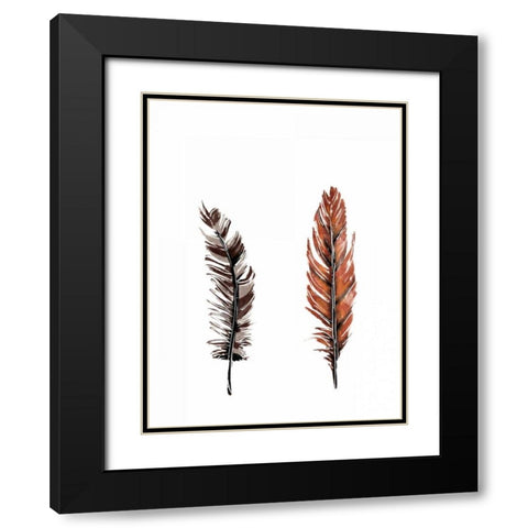 Traditional Sketched Feathers Black Modern Wood Framed Art Print with Double Matting by OnRei