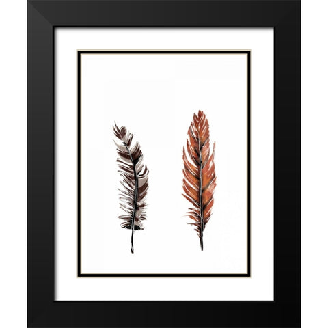 Traditional Sketched Feathers Black Modern Wood Framed Art Print with Double Matting by OnRei