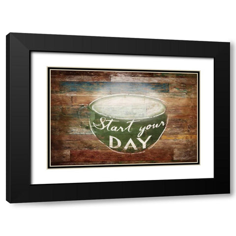 Start Your Day Black Modern Wood Framed Art Print with Double Matting by OnRei