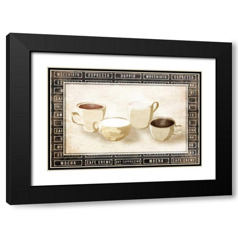 Row Of Coffee Cream Black Modern Wood Framed Art Print with Double Matting by OnRei