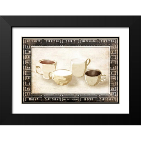 Row Of Coffee Cream Black Modern Wood Framed Art Print with Double Matting by OnRei