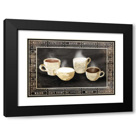 Row Of Coffee Black Modern Wood Framed Art Print with Double Matting by OnRei