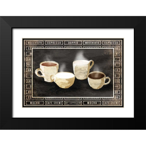 Row Of Coffee Black Modern Wood Framed Art Print with Double Matting by OnRei