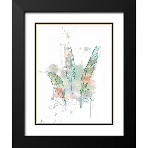 Three Feathers Wild Black Modern Wood Framed Art Print with Double Matting by OnRei