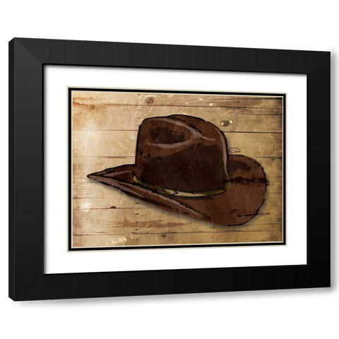 Sketched Hat Black Modern Wood Framed Art Print with Double Matting by OnRei