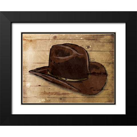 Sketched Hat Black Modern Wood Framed Art Print with Double Matting by OnRei