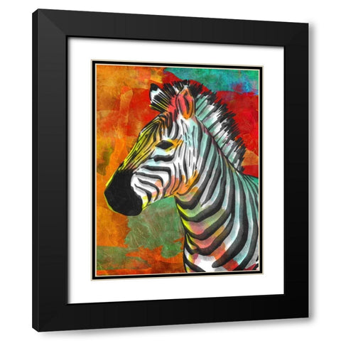 Vibrant Zebra Black Modern Wood Framed Art Print with Double Matting by OnRei