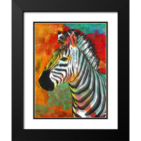 Vibrant Zebra Black Modern Wood Framed Art Print with Double Matting by OnRei