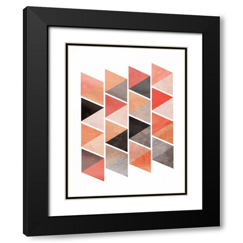 School Of Rose Triangles Black Modern Wood Framed Art Print with Double Matting by OnRei