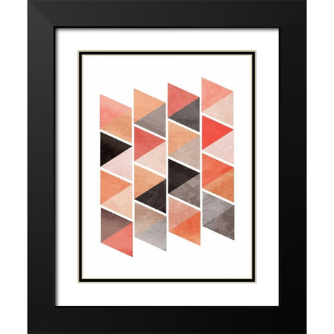 School Of Rose Triangles Black Modern Wood Framed Art Print with Double Matting by OnRei