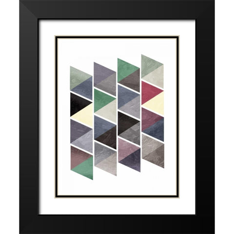 School Of Mud Triangles Black Modern Wood Framed Art Print with Double Matting by OnRei