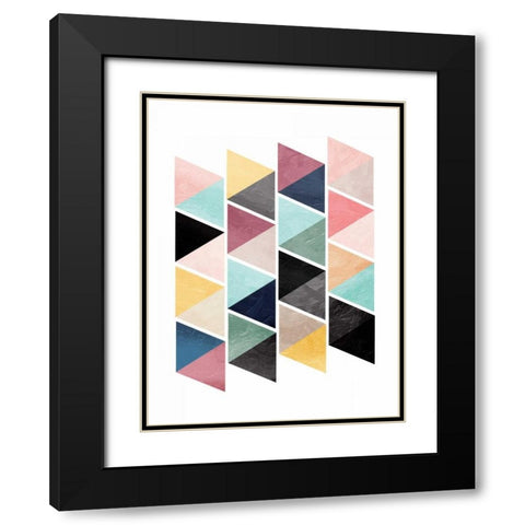 School Of Triangles Black Modern Wood Framed Art Print with Double Matting by OnRei