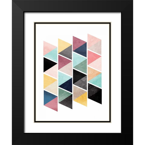 School Of Triangles Black Modern Wood Framed Art Print with Double Matting by OnRei