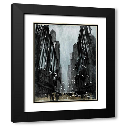 Street View Black Modern Wood Framed Art Print with Double Matting by OnRei