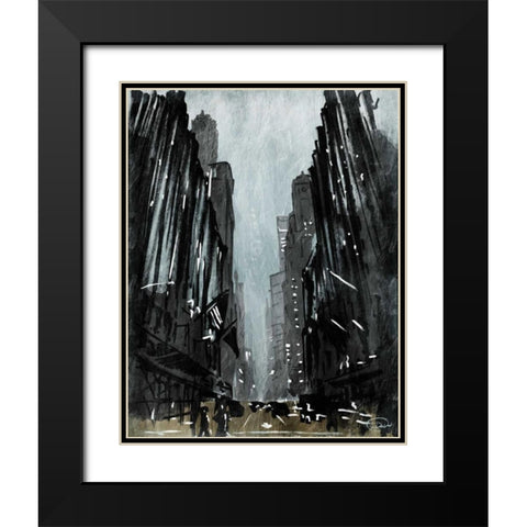 Street View Black Modern Wood Framed Art Print with Double Matting by OnRei