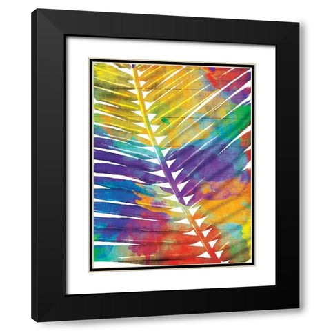 Watercolorful Palms Black Modern Wood Framed Art Print with Double Matting by OnRei