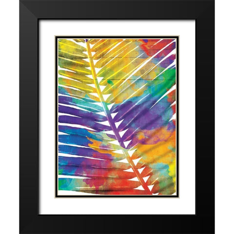 Watercolorful Palms Black Modern Wood Framed Art Print with Double Matting by OnRei