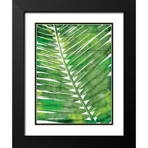 Watercolor Palms Black Modern Wood Framed Art Print with Double Matting by OnRei