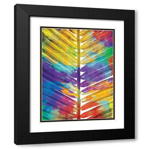 Watercolorful Palms Mate Black Modern Wood Framed Art Print with Double Matting by OnRei