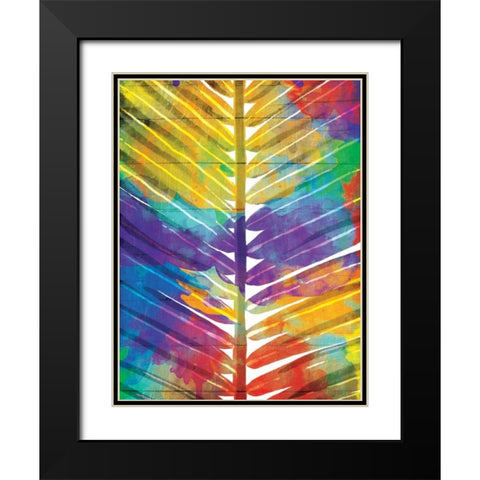 Watercolorful Palms Mate Black Modern Wood Framed Art Print with Double Matting by OnRei