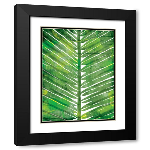 Watercolor Palms Mate Black Modern Wood Framed Art Print with Double Matting by OnRei