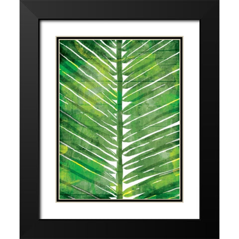 Watercolor Palms Mate Black Modern Wood Framed Art Print with Double Matting by OnRei