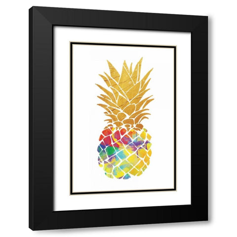 Gold Leaf Pineapple Black Modern Wood Framed Art Print with Double Matting by OnRei