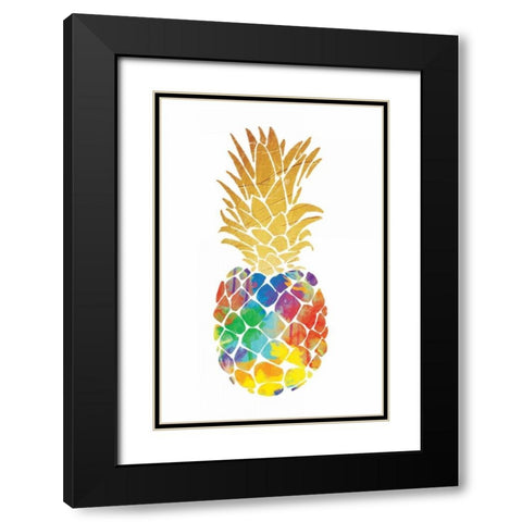 Gold Leaf Pineapple Mate Black Modern Wood Framed Art Print with Double Matting by OnRei