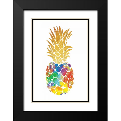 Gold Leaf Pineapple Mate Black Modern Wood Framed Art Print with Double Matting by OnRei