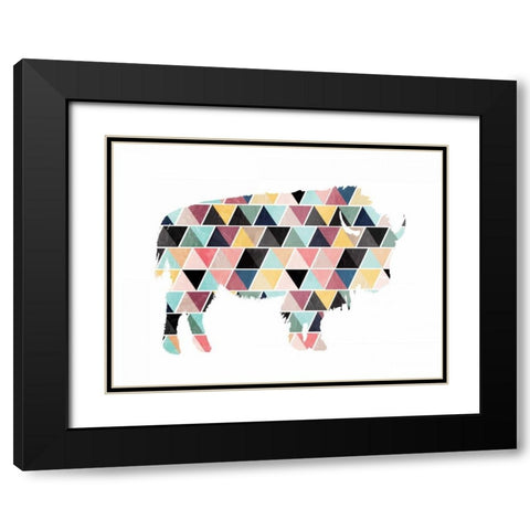 Spaced Bull Triangles Black Modern Wood Framed Art Print with Double Matting by OnRei