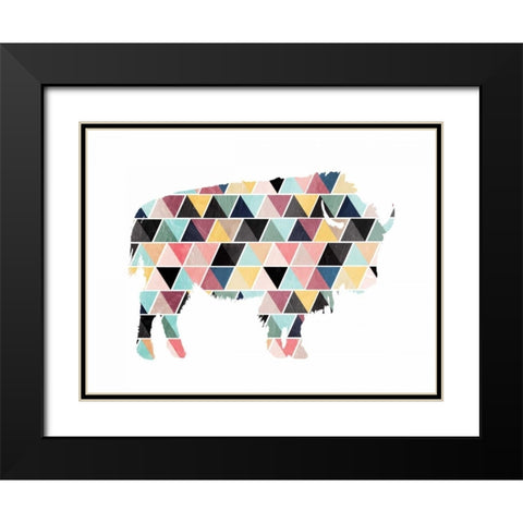 Spaced Bull Triangles Black Modern Wood Framed Art Print with Double Matting by OnRei