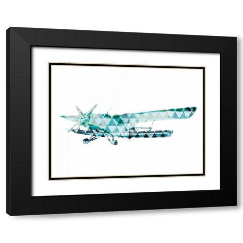 Sky Plane Triangles Black Modern Wood Framed Art Print with Double Matting by OnRei