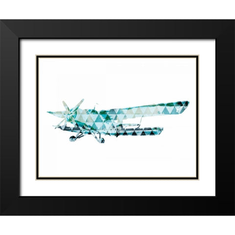 Sky Plane Triangles Black Modern Wood Framed Art Print with Double Matting by OnRei