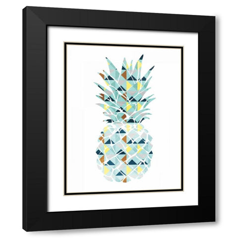 Pineapple Triangles Black Modern Wood Framed Art Print with Double Matting by OnRei