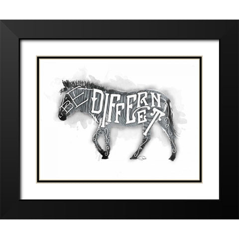 Be Different Black Modern Wood Framed Art Print with Double Matting by OnRei