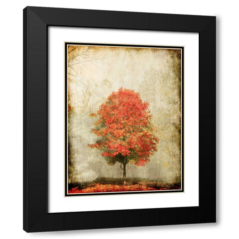 Fire Tree Black Modern Wood Framed Art Print with Double Matting by OnRei